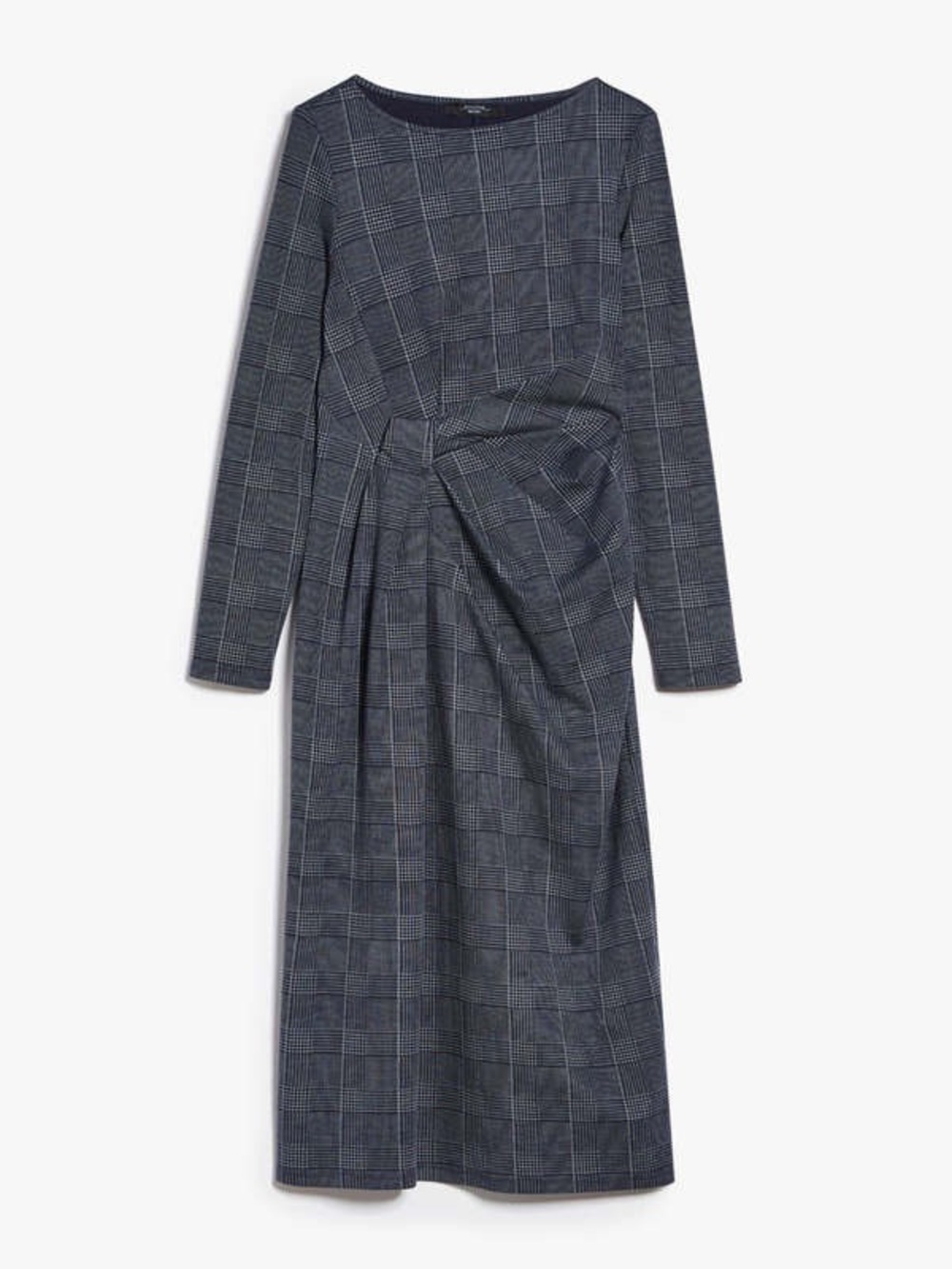 Weekend Max Mara Gray Plaid Long-Sleeve Midi Dress